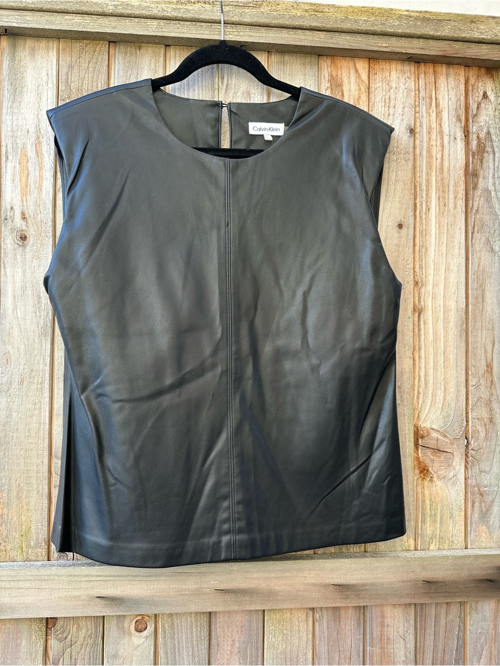 Calvin Klein Black Faux Leather Sleeveless Tank Top